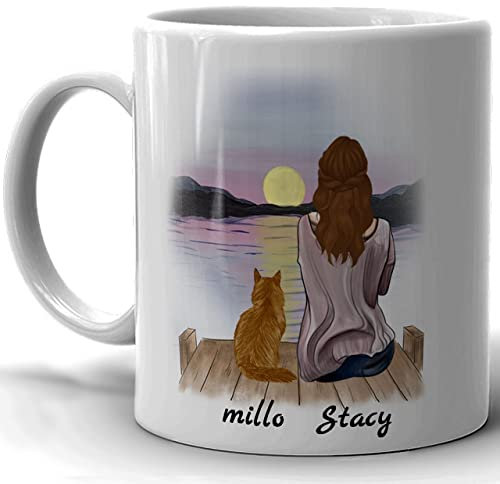 4GIFTSAKE Personalised Tea Coffee Mug for Women - 11oz Microwave Safe, Ceramic Cup with Easy-Grip Handle | Best Pet Friends Cat Lover Customised Gifts, White