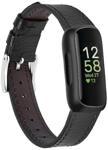 Strap-it Lederarmband - kompatibel mit - Fitbit Inspire - Armband - Schwarz - fur Fitbit Insipre HR - Fitbit Inspire 2