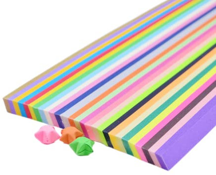 ODETOJOY Lucky Star Papierstreifen, bunt, glitzernd, Papierstern, Origami-Streifen für Bastelarbeiten, Falten, Schule, Unterricht, DIY, Kunstprojekte, Bastelbedarf, 380 Stück (27 Farben)