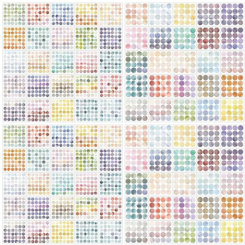100 Blätter Klebepunkte Runde, Punktaufkleber 8mm/15mm, Bunte Punktaufkleber, Etiketten Markierungspunkte, Punkte Sticker für Kalender, Planer, Scrapbooking, Album Aquarell (B)