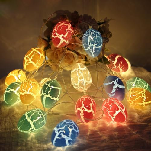OKESYO Lichterkette Ostern, 3 Meter 20 LED Ostereier Lichterkette, Batteriebetriebene/USB Oster Lichterkette, Osterdeko Lichterketten für Innen, Warmweiß