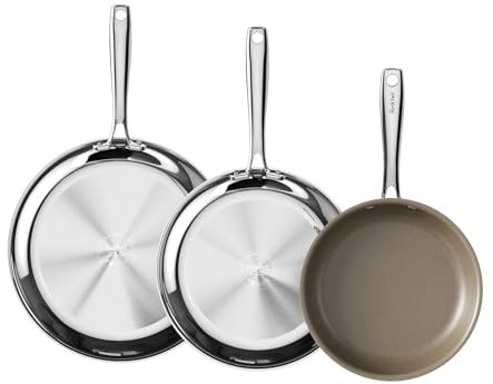 Redchef Pfannenset Bratpfanne Edelstahl Keramik Induktion, Pfanne Keramikbeschichtung Induktionsgeeignet, Backofenfest, Spülmaschinenfest