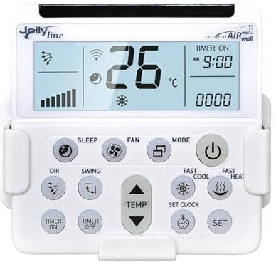 Jolly Line Telecomando universale per condizionatore, programmazione automatica, telecomando con display retroilluminato, supporto per fissaggio a muro