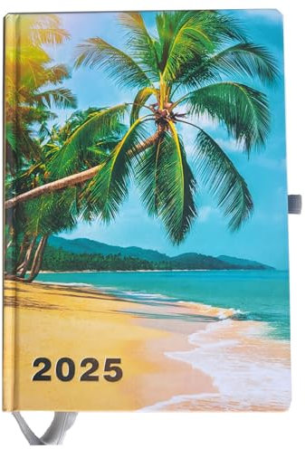 2025 ADINA Motiv-Wochenkalender Strand A5 1 W= 2S Eckperforation Leseband Stiftehalterung