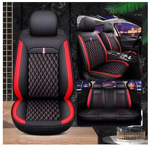 DUBOM Full Set Auto Sitzbezüge für Jeep Wrangler TJ/YJ, Wasserdichter Leder-Autositzbezug, Seasons Protectors VerschleißFest, 5-Sitzer Autositzbezug Universal(B(Red))