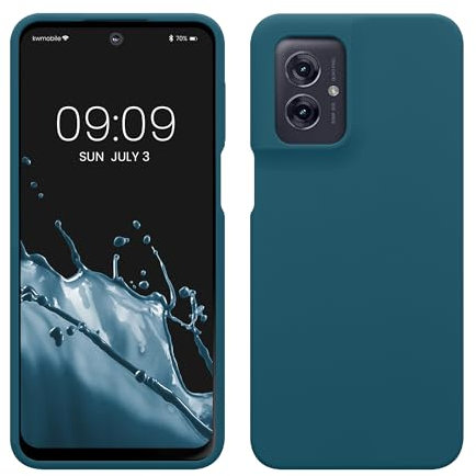 kwmobile Hülle kompatibel mit Motorola Moto G55 5G Hülle - Silikon Handy Case - Handyhülle weiche Oberfläche - kabelloses Laden - Petrol