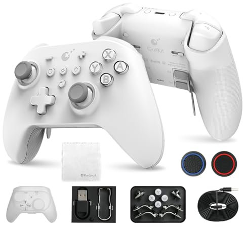 GuliKit KK3 Max Bluetooth Controller, No Drift Stick Kingkong 3 Max Wireless Controller für Switch/Switch OLED, Hall Effekt Joystick/Auslöser, Maglev/Rotor/HD-Vibration, Hyperlink Adapter (Weiß)