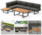 Melko Gartenmöbel Set Aluminium Ecklounge 5-Fach verstellbare Rückenlehnen Essgruppe höhenverstellbarer Tisch WPC | wetterfest und rostfrei | extra Dicke Wasserabweisende Kissen