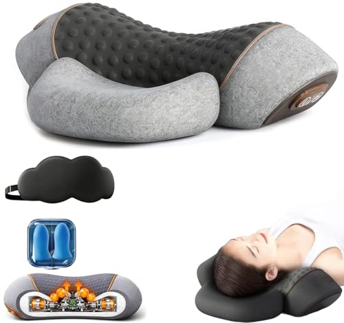 3-In-1 Massagegerät Nacken, Relavie Kissen, Triple Method Shoulder Massager Mit Heizung, 39° Hws-Streckung, 42°C Tiefenwärme Und Gezielte Vibrationsmassage (Klassisches Grau)
