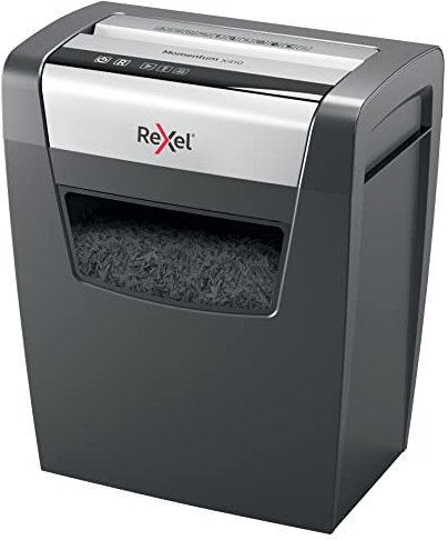 Rexel, Destructeur de Documents Momentum X410-SL, Coupe Croisée, Sécurité P4, Capacité 11-10 Feuilles (70-80 g/m²), Corbeille 23 litres, 2104573EU