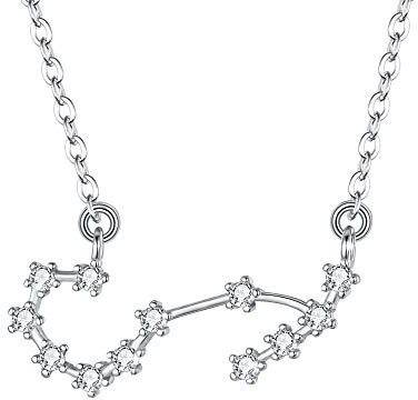 Clearine Halskette Sternzeichen 925 Sterling Silber Cubic Zirconia Sternbilder 12 Horoskop Astrologie Anhänger Kette Klar für Damen Mädschen