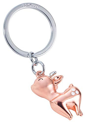 TROIKA REHKITZ Rosie – KR20-02/RG – Schlüsselanhänger Rehkitz – Babyreh – Metallguss/Emaille – glänzend – verchromt – Rose-Gold, silberfarben – TROIKA-Original