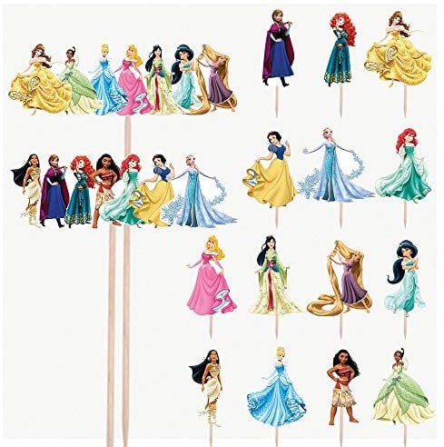 AK Giftshop Princess Mix Birthday Party Food Cupcakes Picks Decorations Toppers (pack of 16)