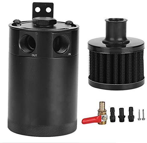 Oil Catch Can Reservoir Tank Kit Universal Polish Baffled 2-Port con valvola di drenaggio S o Deflettore Capacità 5 once