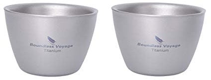 Boundless Voyage Ti3089D Lot de 2 tasses à thé en titane à double paroi pour le camping
