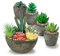 PETAFLOP Artificial Succulent Plants Set of 5, Realistic Faux Succulents in Cement Like Pots, Small Fake Succulents Plants for Home Office Desk Decoration