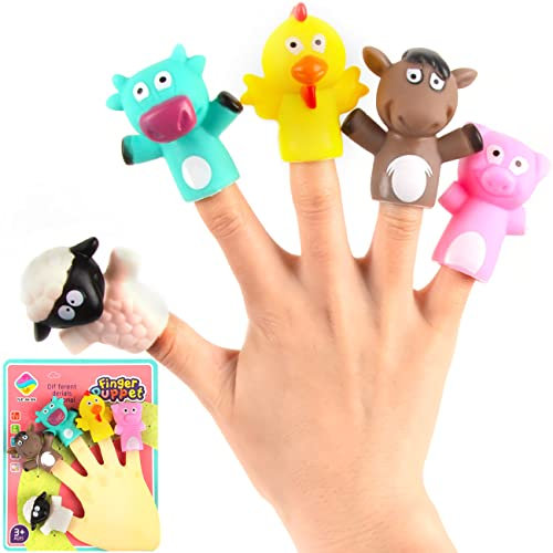 XiXiRan 5 Stück Tierfingerpuppen Set, Mini Kieselgel Handpuppe, Spielzeuge Set, Tiny Mini Finger, für Kinder Baby Game Party