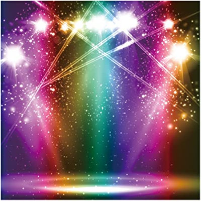 Renaiss 1.8x1.8m Glänzende Disco-Kulisse bunter Scheinwerfer Bühnenfotografie Kulisse Vintage Nachtclub Musik Themenparty Dekoration Geburtstagsbanner Vinyl Fotostudio Requisiten
