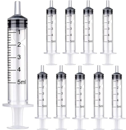 HXC 5 ml Spritzen 15 Pack Plastik Spritzen kleine Dosierspritze zum Messen Sterile Spritzen Einzeln Verpackte Kunststoffspritzen mit Kappe für Labors Öl oder Kleber