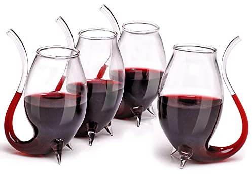 Flow Barware Port Glasses | 4X 90ml Port Sipper Glasses | Unique Port Glasses Gift Set for Port, Sherry, Brandy & Fortified Wine | Pipe Sipping Port Wine Glasses