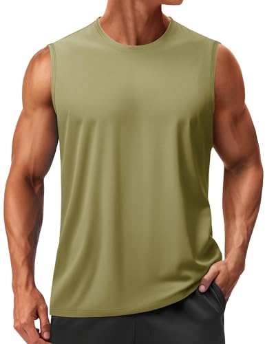 TACVASEN Débardeur pour Musculation pour Hommes Léger sans Manches pour Course Gilet Athlétique UPF51+ Cyan Mat,3XL
