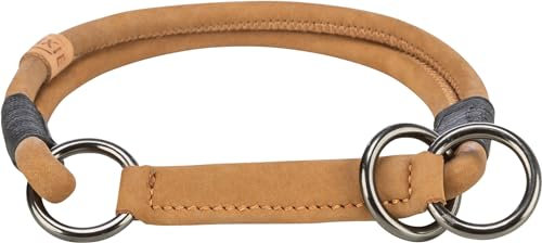 TRIXIE Zug-Stopp Hundehalsband BE NORDIC aus Leder L-XL braun – bequemes Hundehalsband für große & sehr große Hunde mit Zugbegrenzung – für einen Halsumfang von 55 cm - robust & elegant – 17151