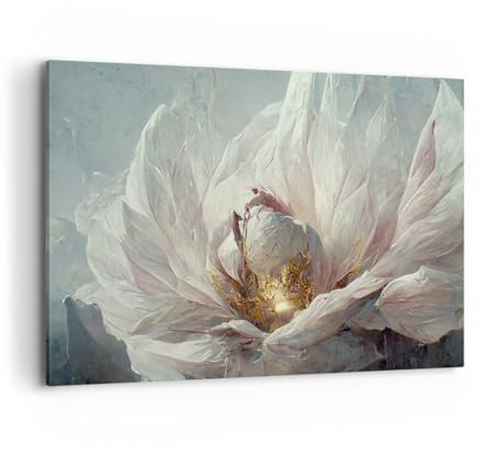 Wandbilder Dekoration Wohnzimmer Blume Art Deco Pfingstrose Bilder auf Leinwand 120x80cm Leinwandbild Schlafzimmer Küche Deko Wand Kunstdruck Art Groß XXL Wanddeko Bild Wall Decor Canvas AA120x80-5616