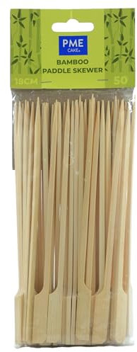 PME LSK184 Bamboo Paddle Skewers 18cm, Pack of 50, Brown