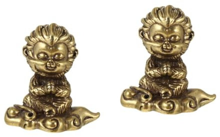 MAGICLULU 2stücke Miniatur Statue Aus Messing Handgefertigtes Dekoratives Ornament Für Tisch Vintage Affenkönig Design Stilvolle Tischdekoration Als Für Freunde Und Familie Rustikales