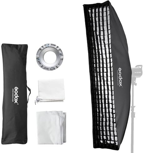 GODOX Godox SB-FW Softbox de Tira de 35x160 cm con Rejilla de Panal, Softbox Rectangular de Montaje Bowens para Flash de Estudio estroboscópico