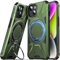 DASFOND Armor Hülle für iPhone 14/13 Case, Militär Stoßfest Handyhülle [Upgrade 2.0] Metal Ring Halter Ständer Full Bumper Cover Schutzhülle, Olivgrün
