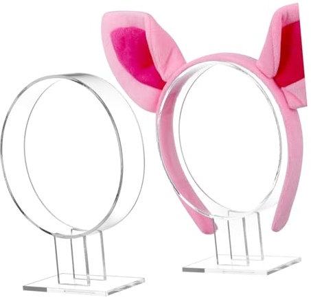 DEARMAMY Clear Acrylic Headband Display Stand: 2pcs Single Hair Hoop Holder Hairband Organizer Hairband Storage Rack Headwear Holder for Fixing Tools Accessories