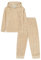 Pigiama da donna in pile lungo con stampa leopardata beige, Beige, 10-12