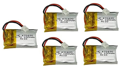 MINHUANG Batterie De Secours Haute Performance, Batterie Li-Po À Haut Débit 3,7 V 100 Mah 20 C, Accessoires d'avion pour Modèle De Drone, 5 Pièces