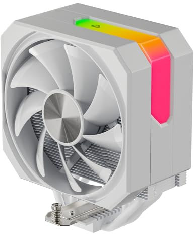 upHere gaming up1TC4 White ARGB CPU Air Cooler, 4×Ф6mm Heatpipes CPU Cooler, PWM 120mm Fan Computer Cooling, TDP 230W, Intel LGA 1851/1700/2011/2066(X79/X99), AMD AM5/AM4(No-detach Fan Installation)