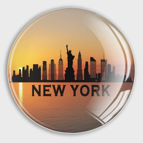 Kleine Magnete für Kühlschrank Glas Amerika New York City Silhouette Landschaft Skyline Runde Kühlschrankmagnete magnetisch für Kühlschrank Urlaub Briefkasten Garagentor Schule Dekor Reise Souvenirs