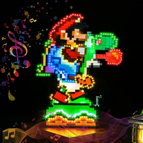 LocoLee Led Light Set Compatible with Lego Super Mario World: Mario & Yoshi Music Version Led Decoration Lighting Kit Compatible with Lego 71438 Building Blocks Model,Only Lights Set,No Model