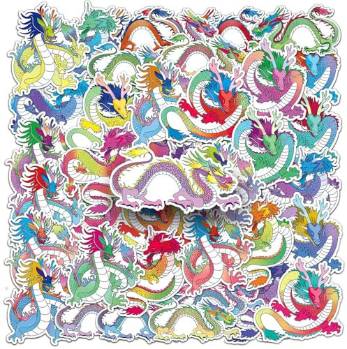 Drachen Aufkleber Dragon Stickers 50 Stück Skateboard Graffiti Aufkleber Motorräder Fahrrad Snowboard Gepäck Laptop Auto Koffer für Kinder und Jugendliche Wasserdichte Vinyl Aufkleber