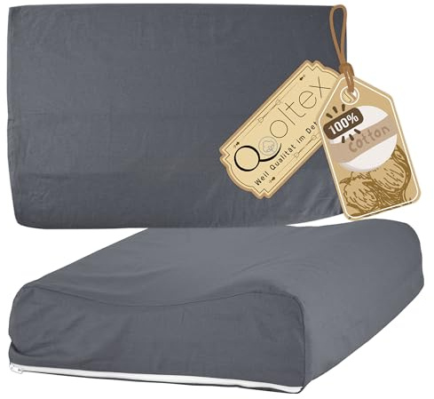 SideEasy 40x60 cm Gesundheitskissen Bezug Anthrazit Vollschutzbezug | Baumwolle Nackenkissen, Nackenstützkissen Bezug mit Reißverschluss, Kissenschoner für Kopfkissen, Schlafkissen