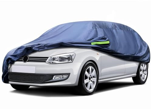 Svnqney Autoabdeckplane 10 Schichten Vollgarage Autoabdeckung Vollgarage Staubdicht Wasserdicht Autohülle Autoplane Car Cover für VW Polo 1981-2024