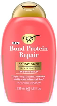 OGX Repair and Protect Bond Protein Repair Conditioner, 385 ml – Stärkt und repariert sprödes, trockenes oder beschädigtes Haar mit Lipi Pro Shield Technology und Dual-Action-Repair-Technologie