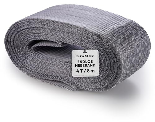 Dawnerz Endlos-Hebeband 4000 kg Direkt WLL, 8m - Einlagige Hebeschlinge - Schwerlast Hebegurt aus Polyester