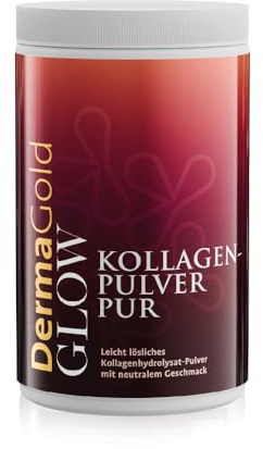 DermaGold glow Kollagen Pulver pur | 400 g | Markenkollagen aus reinem, hochgereinigten, bioaktiven Kollagenhydrolysat (Verisol®)