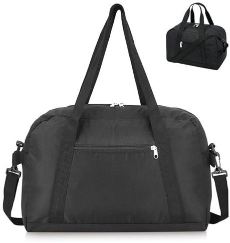 Sporttasche Damen - Sporttasche Klein, 20L wasserdichte Reisetasche Handgepäck 40x20x25 cm, Handgepäck Tasche, Kleine Reisetasche Damen, Gym Tasche, Sporttasche für Weekender Damen Herren (schwarz)