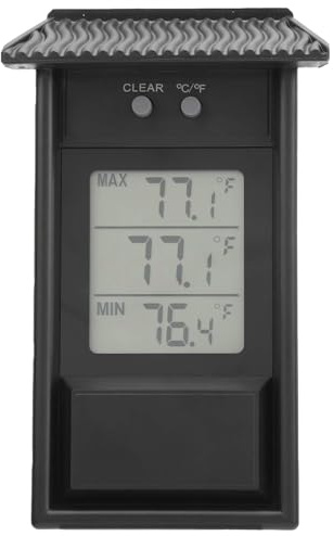 Outdoor Digital Thermometer, Weatherproof Outside Thermometer for Garden Greenhouse, -20-50°C ±1°C Accuracy, ℃/℉ Display, ABS Material with Hanging Hook, Black