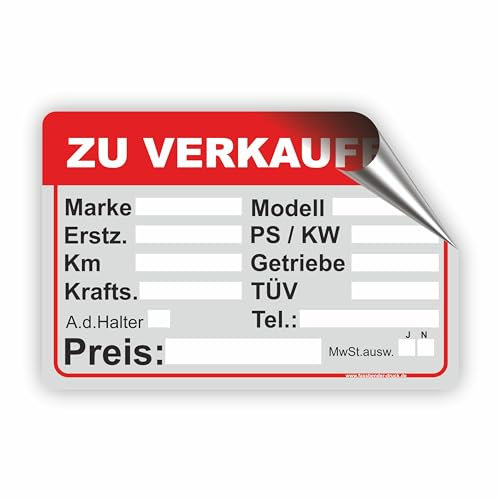 AUTO ZU VERKAUFEN - Verkaufsschild - SCHILD/D-033 (45x30cm Aufkleber)