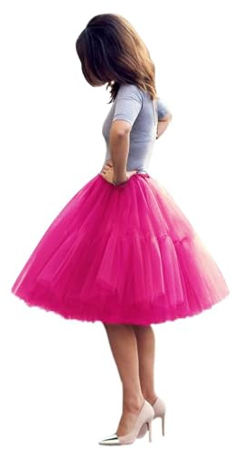 Women Hot Pink Tutu Dress for Women Long Tulle Skirt Puffy Petticoat Skirts Hot Pink
