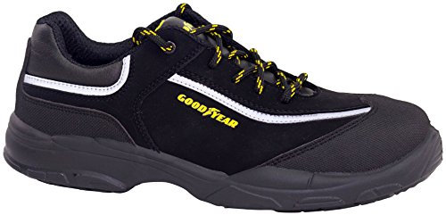 Goodyear G1388601C - Zapatos de Seguridad Unisex - Nobuk Negro S3 SRC - Protección y Durabilidad - Ideal para Diversas Actividades Laborales - Talla 44