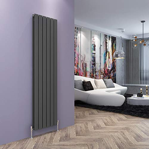 ELEGANT 1800x456mm Vertical Anthracite Column Radiator Double Flat Panel Tall Upright Designer Radiator