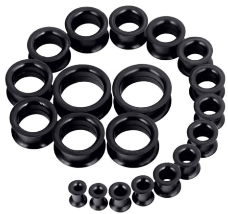 Oyaface 20 PCS Piercing Tunnel Set Soft/Hard Silicone Flesh Ear Plugs 2g-25mm Flexible Ear Stretching Gauge Expander